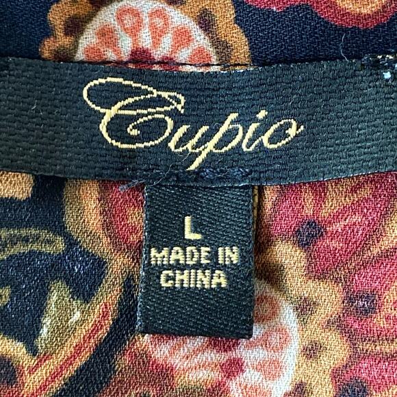 Cupio Dark Floral Paisley Sleeveless Long Line Top Button Up LG Boho Cottagecore - Picture 8 of 10